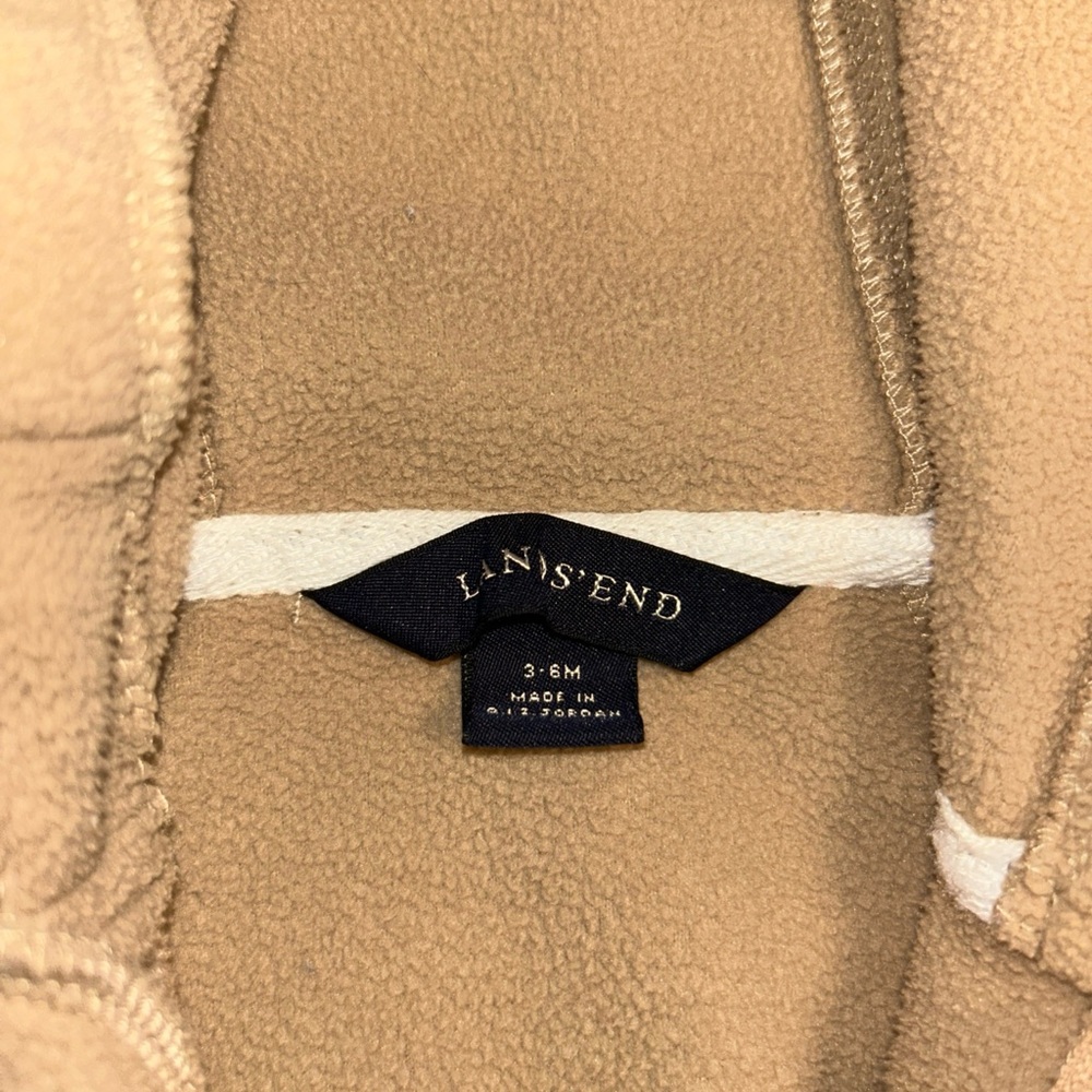 Lands End Baby Size 2-6 Mo Beige Fleece Hooded One Piece - Picture 3 of 4